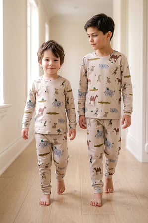 Erkek Çocuk %100 Pamuk Süprem Kumaş Uzun Kollu Mevsimlik Pijama Takımı 