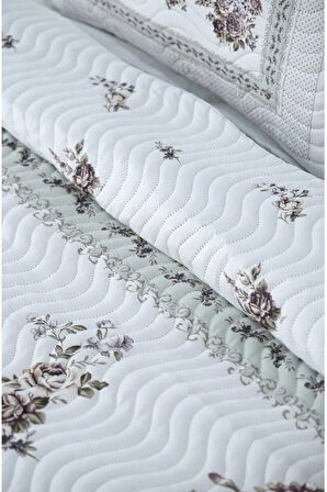 Çift Kişilik Microfiber Kapitone Yatak Örtüsü Flower Lila