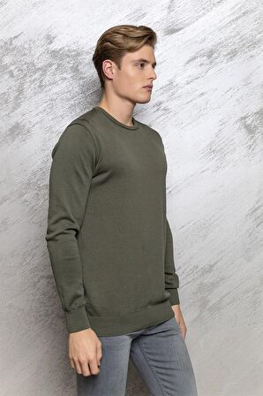 Erkek  3912 MARKOVA TRİKO SIFIR YAKA KAZAK HAKİ