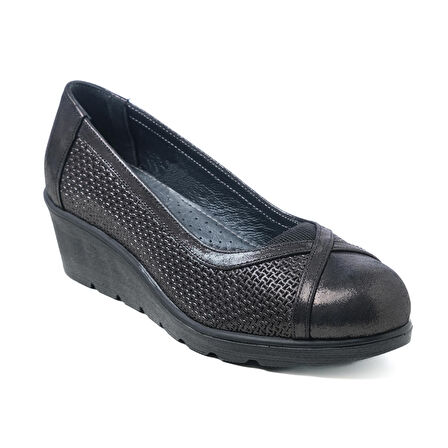 Kadın Dolgu Taban Ayakkabı EL-6407-3-709 JOHN MAY Black Purple (2523)