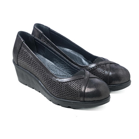 Kadın Dolgu Taban Ayakkabı EL-6407-3-709 JOHN MAY Black Purple (2523)
