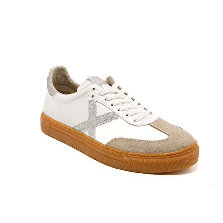 Kadın Sneaker ( Günlük) MAR-25Y-192-3030 John May Bej Süet-Beyaz Cilt-Silver Sim