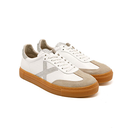 Kadın Sneaker ( Günlük) MAR-25Y-192-3030 John May Bej Süet-Beyaz Cilt-Silver Sim