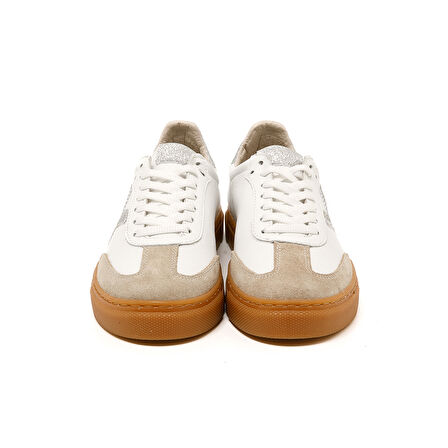 Kadın Sneaker ( Günlük) MAR-25Y-192-3030 John May Bej Süet-Beyaz Cilt-Silver Sim