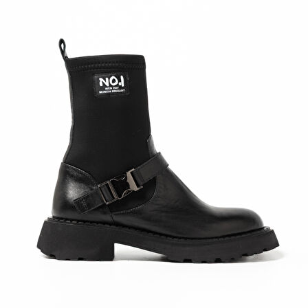 Kadın Bot GTN-24580 John May Siyah Deri-Siyah Strec