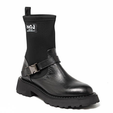 Kadın Bot GTN-24580 John May Siyah Deri-Siyah Strec