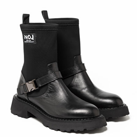 Kadın Bot GTN-24580 John May Siyah Deri-Siyah Strec