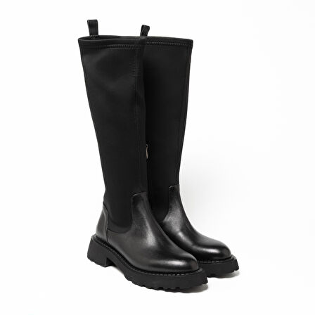 Kadın Çizme GTN-20792 John May Siyah Deri Siyah Strec