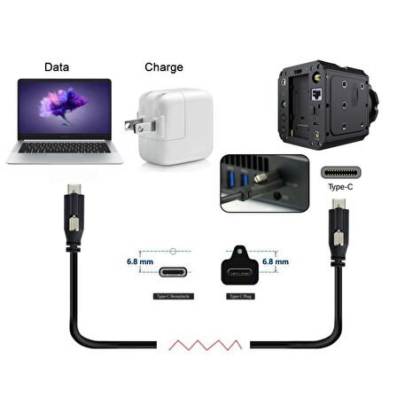 USB 3.1 Type-C to USB Type-C Kilitli Veri Güç Kablosu 3 metre