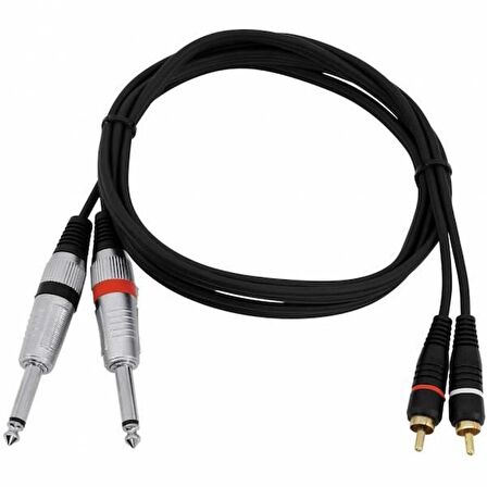 2 Rca Erkek-2 6.3 mm Erkek Kablo 1 metre