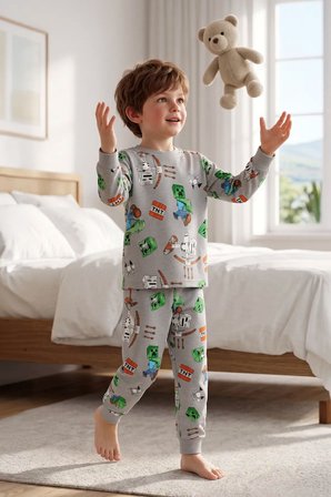Computer Game Desenli Erkek Çocuk Pijama Takımı