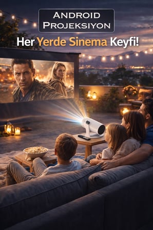 Android Akıllı Projeksiyon Cihazı Wi-Fi Bluetooth 1280x720 HD 4K Destekli 160 ANSI Dahili Hoparlörlü Taşınabilir Sinema Projektörü