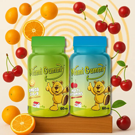 2'li Set Multivitamin (Vişne) - Omega (3-6-9) (Portakal)