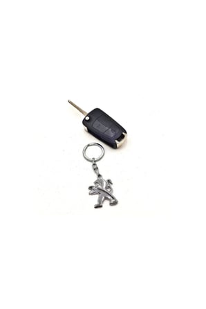 Peugeot 4D Gümüş Metal Amblemli Logolu Armalı Figürlü Anahtarlık