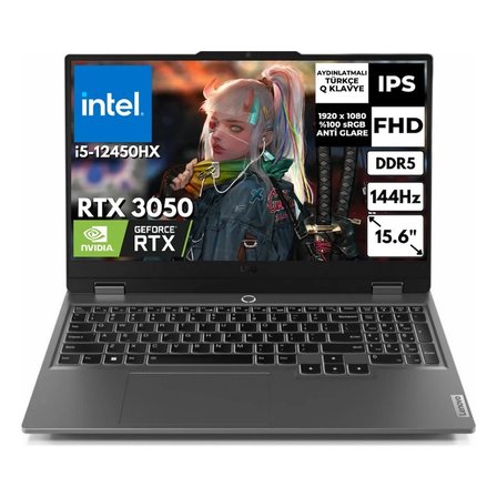 Lenovo Loq 15IAX9 I5-12450HX 8 GB 2 Tbssd 6gb RTX3050 15.6" 144Hz Fhd Freedos Gaming Laptop 83GS00QBTRAT4