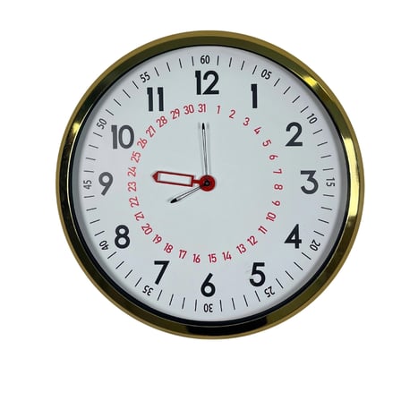 Gold Takvimli 52 x 52 Cm Metal Duvar Saati iegxx