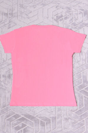 KIZ ÇOCUK TSHİRT PAPATYA BASKILI BİSİKLET YAKA D26