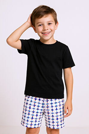 ERKEK ÇOCUK ŞORT CEPLİ RENKLİ BASKILI D3