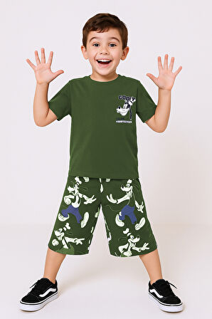 ERKEK ÇOCUK ŞORTLU TAKIM SIRT BASKILI BİSİKLET YAKA F14