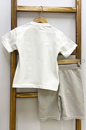 ERKEK ÇOCUK ŞORTLU TAKIM ÇİZGİLİ CEP DETAYLI E15