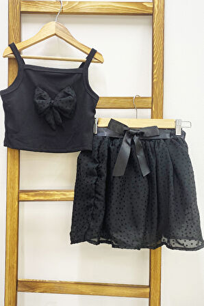 KIZ ÇOCUK ETEKLİ TAKIM ASKILI BADİ FİYONKLU FIRFIRLI D29