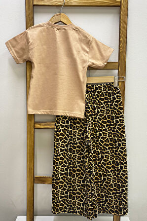 KIZ ÇOCUK YAZLIK İKİLİ TAKIM LEOPAR BASKILI B46