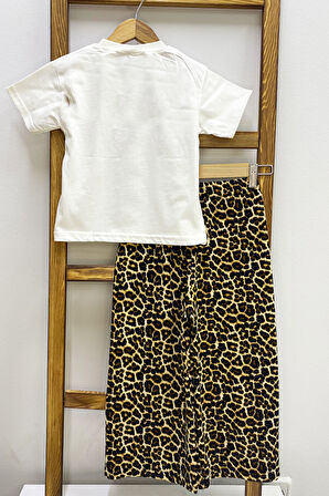 KIZ ÇOCUK YAZLIK İKİLİ TAKIM LEOPAR BASKILI B46