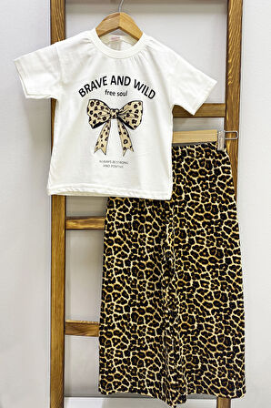KIZ ÇOCUK YAZLIK İKİLİ TAKIM LEOPAR BASKILI B46
