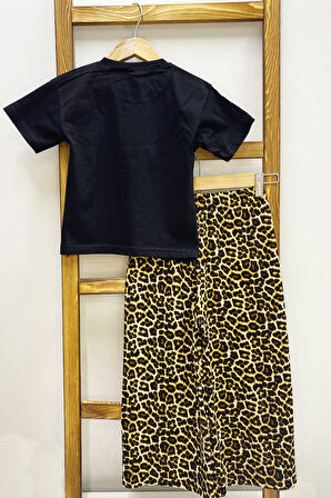 KIZ ÇOCUK YAZLIK İKİLİ TAKIM LEOPAR BASKILI B46