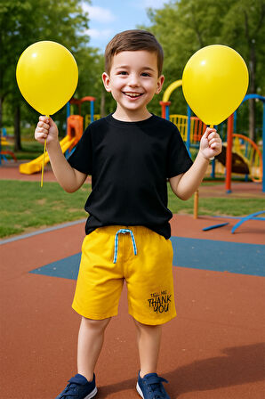 ERKEK ÇOCUK ŞORT CEPLİ DÜZ RENK YAZI BASKILI E34