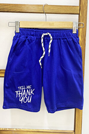 ERKEK ÇOCUK ŞORT CEPLİ DÜZ RENK YAZI BASKILI E34