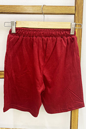 ERKEK ÇOCUK ŞORT CEPLİ DÜZ RENK YAZI BASKILI E34