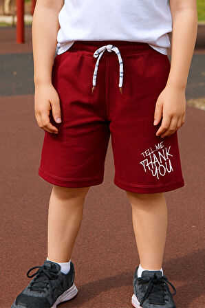 ERKEK ÇOCUK ŞORT CEPLİ DÜZ RENK YAZI BASKILI E34