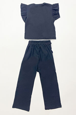 KIZ ÇOCUK İKİLİ TAKIM FIRFIRLI PAPATYA NAKIŞLI F21