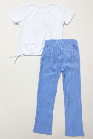 KIZ ÇOCUK YAZLIK İKİLİ TAKIM ÇİÇEK BASKILI E35