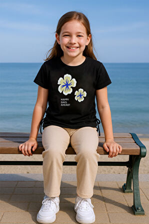 KIZ ÇOCUK YAZLIK İKİLİ TAKIM ÇİÇEK BASKILI E35