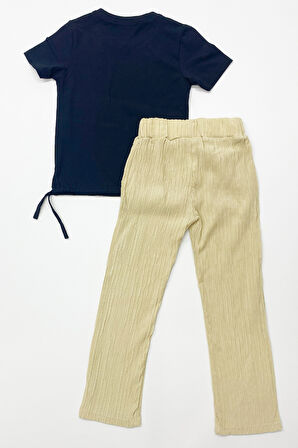 KIZ ÇOCUK YAZLIK İKİLİ TAKIM ÇİÇEK BASKILI E35