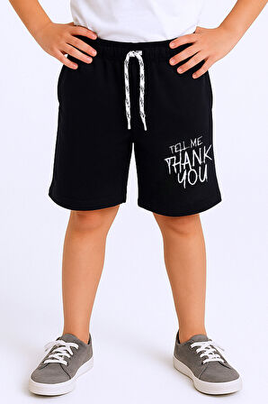 ERKEK ÇOCUK ŞORT CEPLİ DÜZ RENK YAZI BASKILI F29