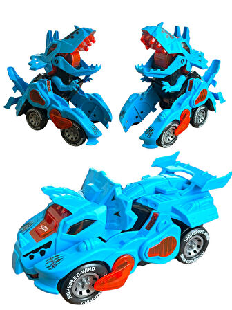 Trex Dinazor Figür Araba Sesli Işıklı Pilli Müzikli  Transformers Robot Dinozor 20Cm