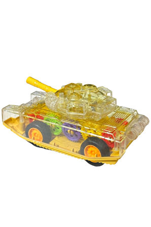 Sürtmeli Şeffaf Işıklı Tank Askeri Araç 15 Cm SARI