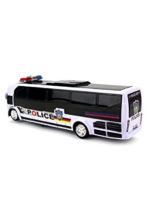 Oyuncak Pilli Polis Otobüsü 26CM 3d Işıklı Ve Siren Sesli Çarp Dön Özellikli