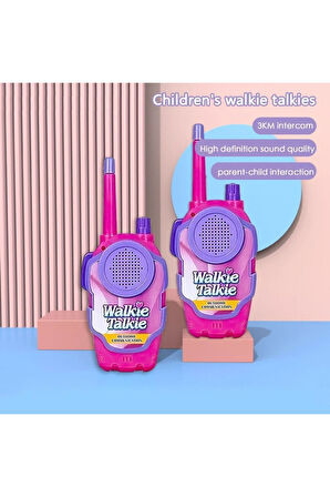 Walkie Talkie Telsiz Seti Pilli Pembe Renk