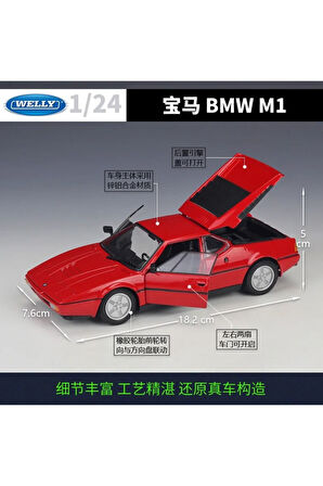 WELLY 1:24 BMW M1 DİECAST MODEL ARABA KIRMIZI KOLEKSİYON