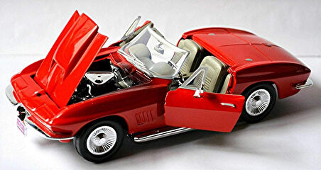 1967 Corvette Kırmızı 1:24 Ölçek Model Araba Koleksiyon