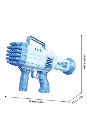 Pilli Roket Atar Köpük Tabancası 32 Delikli Bazooka Bubble Machine