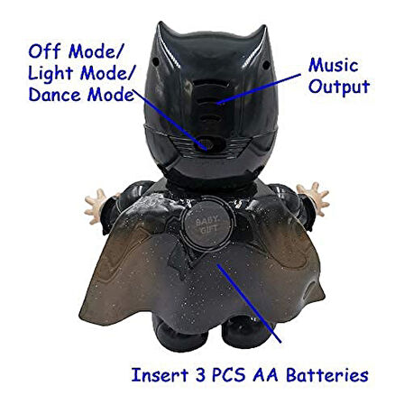 Pilli Işıklı Dans Eden Robot Batman Dance Hero Batman 20 CM