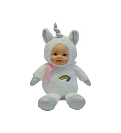 Bebek Yüzlü Sevimli Unicorn Peluş Oyuncak 35 cm Beyaz