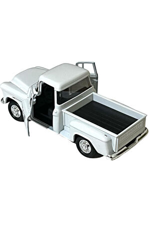 Beyaz Chevrolet Stepside Pikap Oyuncak Lisanslı Diecast Metal Çek Bırak Araba