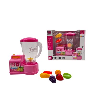 Pilli Işıklı Oyuncak Meyve Sıkacağı Blender Seti Sesli ve Dönen Karıştırıcılı Mutfak Oyuncağı