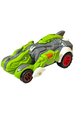 Trex Dinazor Figür Araba Sürtmeli Teker Transformers Robot Dinozor 15cm YEŞİL